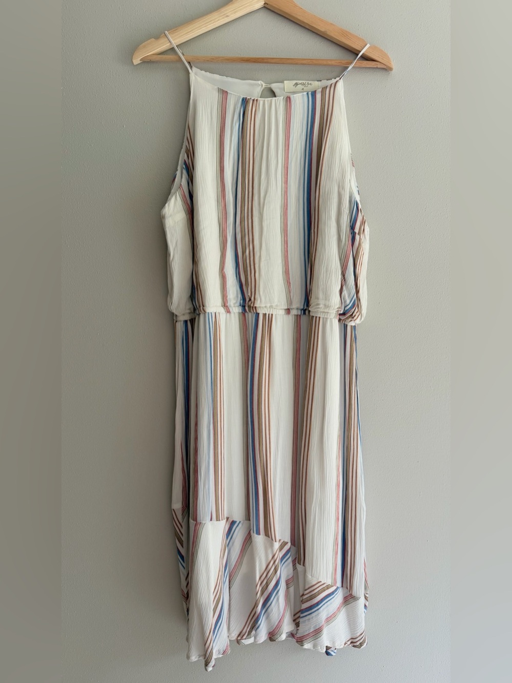 Lightweight Striped Sleeveless Dress - Cream Multi, fully lined
